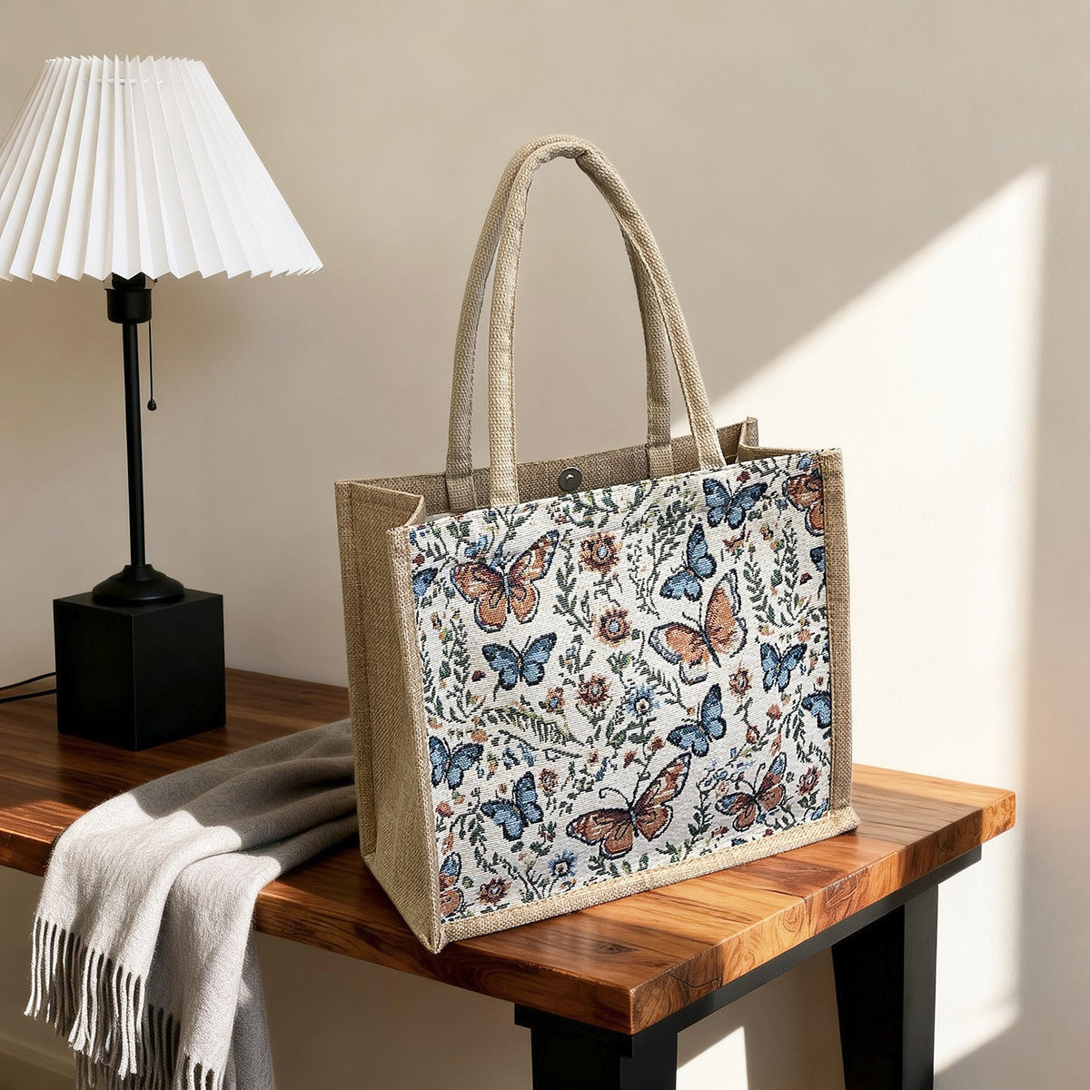 Knitted Canvas Shoulder Bag Retro Style Large Capacity