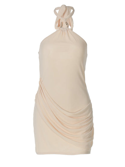 Sexy Halter Neck Bodycon Dress in Solid Color