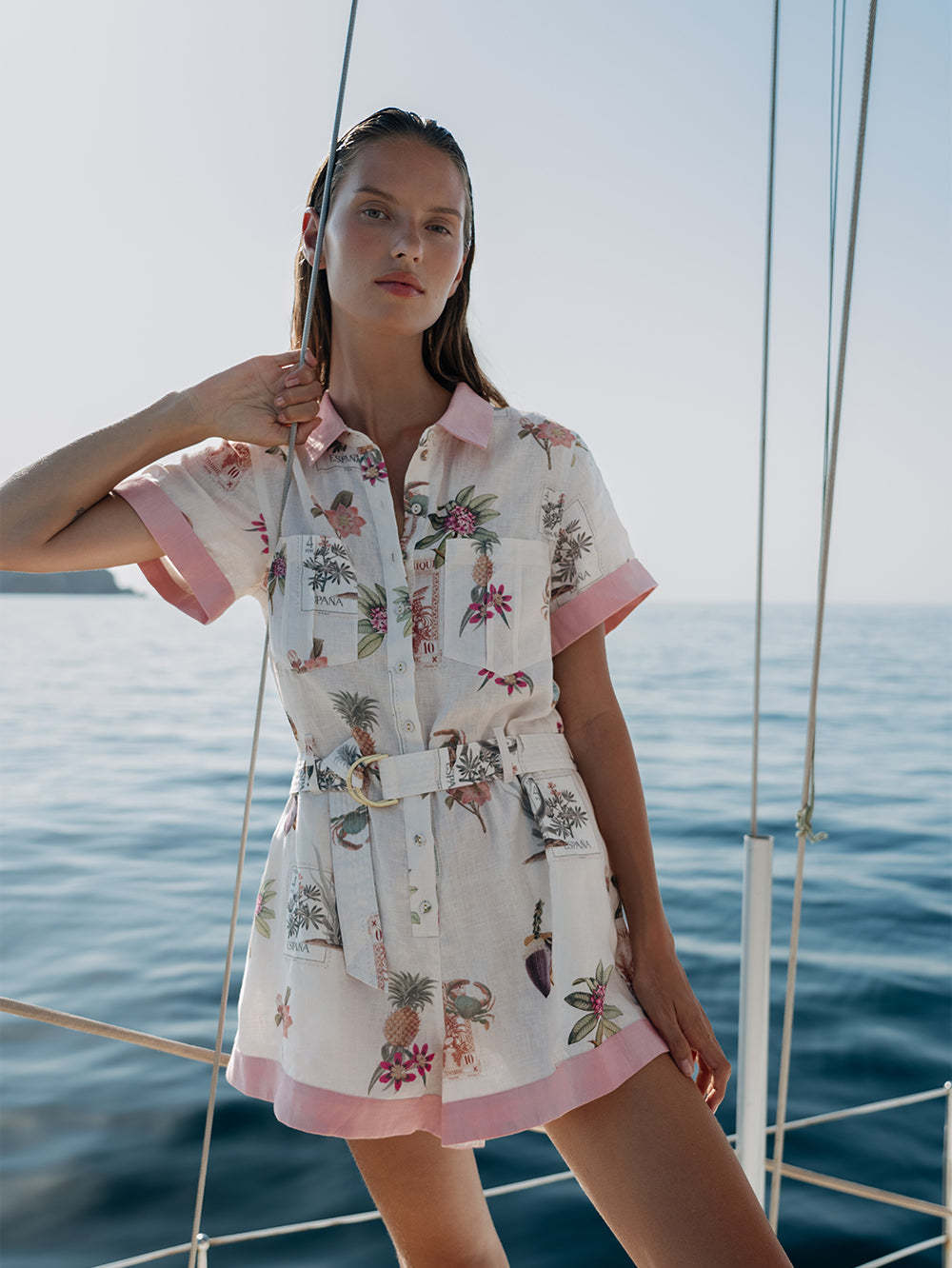 Elegant Tie-Front Linen Jumpsuit with Pockets