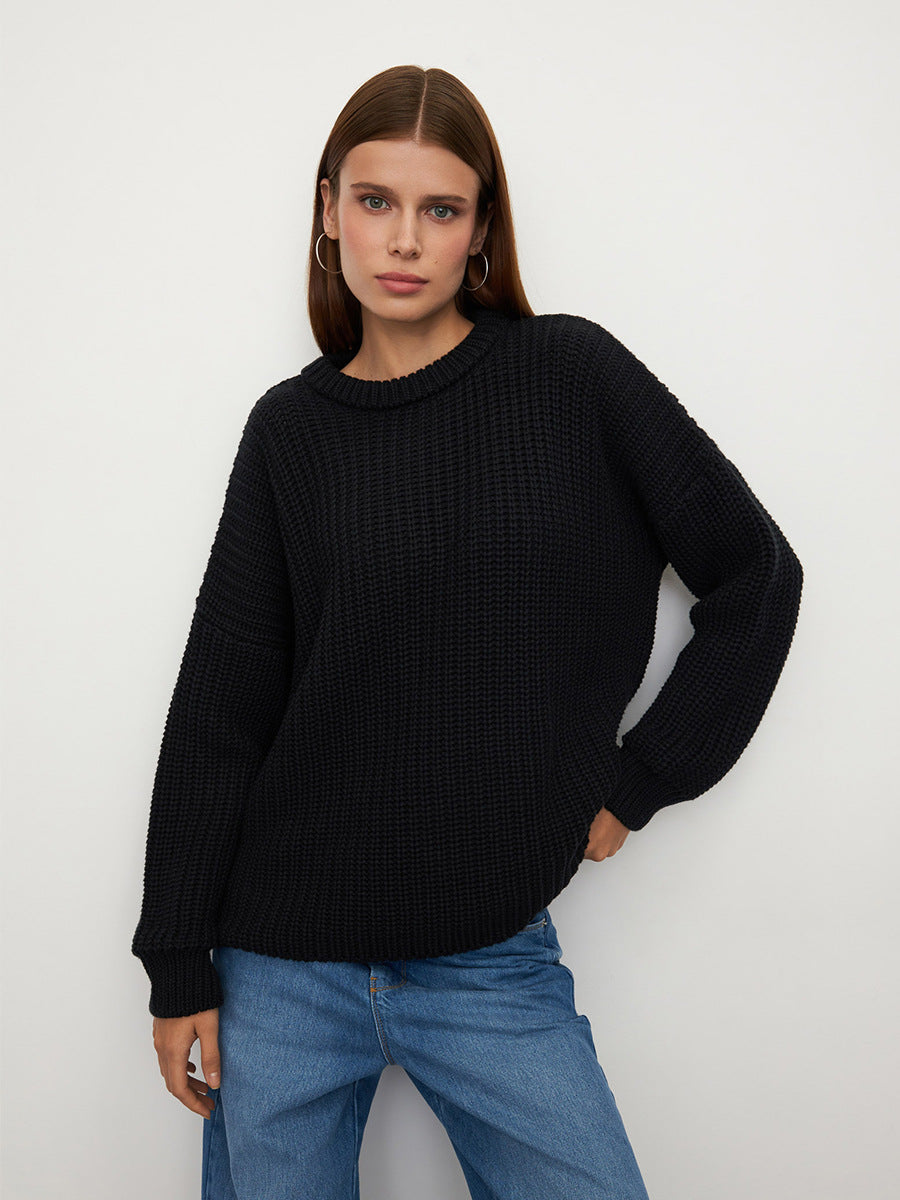 Loose-Fit Lantern Sleeve Knit Sweater