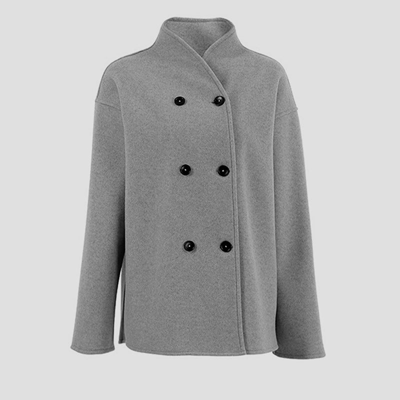Retro Stand Collar Double Breasted Casual Short Coat