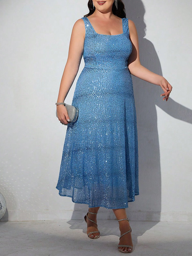 Elegant Sleeveless Maxi Dress with Sequins