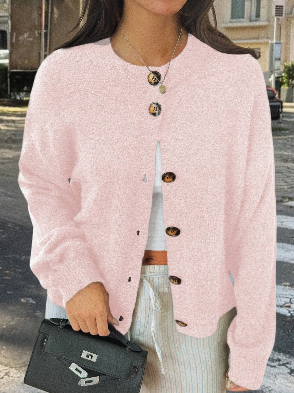Casual Button-Up Long Sleeve Cardigan Sweater