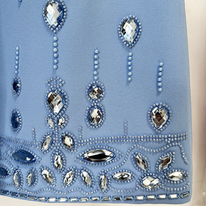 Beaded Short Sleeve Top And Skirt Set
