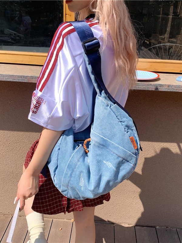 Fashionable Denim Shoulder Bag Casual Large Capacity Tote