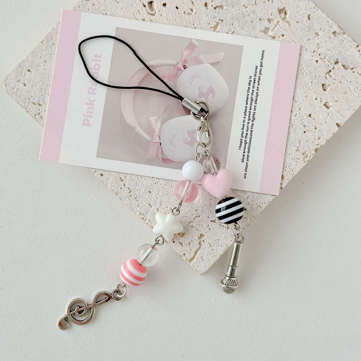 Cute Pink Violin Keychain Bag Charms