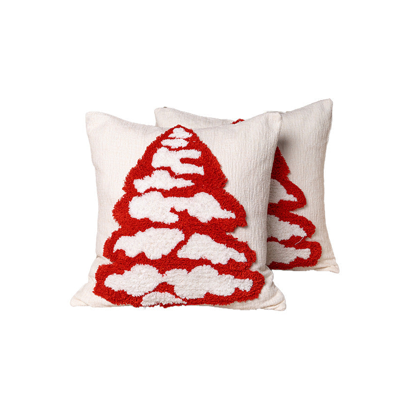 Cute Square Christmas Pillow Case With Pom