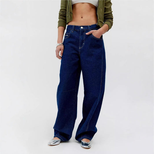 Vintage Washed Low Rise Straight Leg Jeans