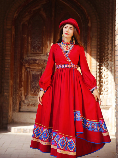 Retro Ethnic Women'S Dress Embroidered Women'S New Style In Autumn And Winter