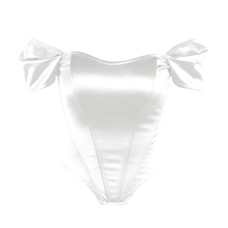Fishbone Corset Strapless Satin Top for Women