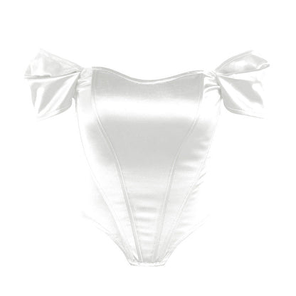 Fishbone Corset Strapless Satin Top for Women