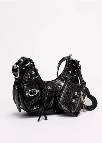 Croc Embossed PU Leather Crescent Bag