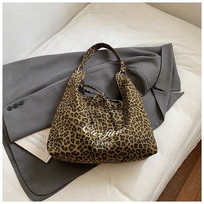 Artistic Leopard Print Tote Bag Stylish Casual Large Capacity Bag