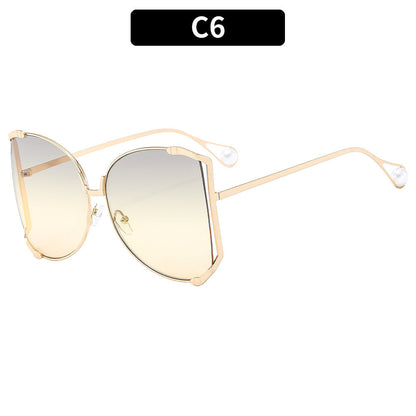 Trendy Oversized Metal Sunglasses UV400 Protection