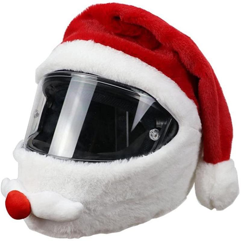 Motorcycle Helmet Christmas Hat Outdoor Crazy Funny Santa Claus Motorcycle Helmet Cover Christmas