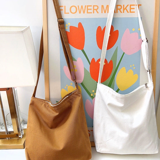 Canvas Crossbody Bag Simple Versatile Large Capacity Adjustable Shoulder Bag