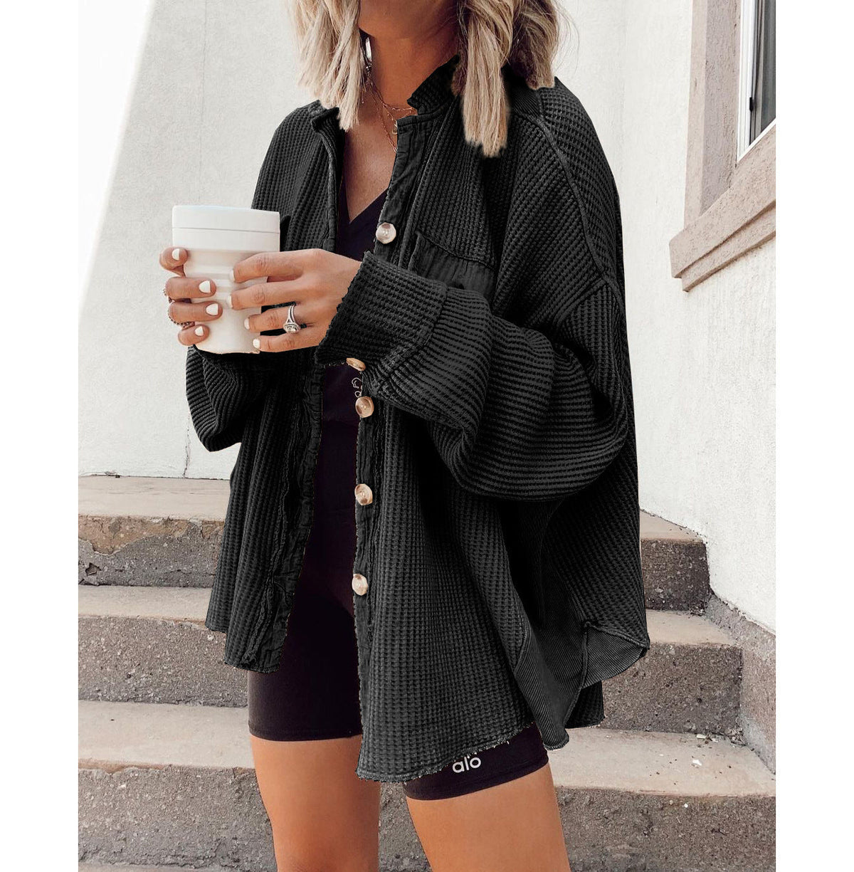 Autumn New Coat Fashion Casual Lapel Pocket Stitching Irregular Shirt Jacket Women