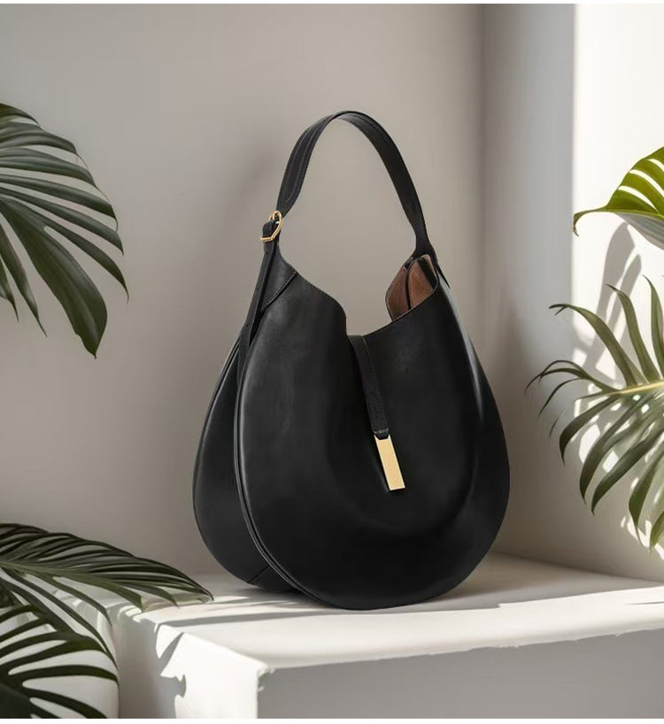 Trendy Suede Splicing Leather Tote Crescent Handbag
