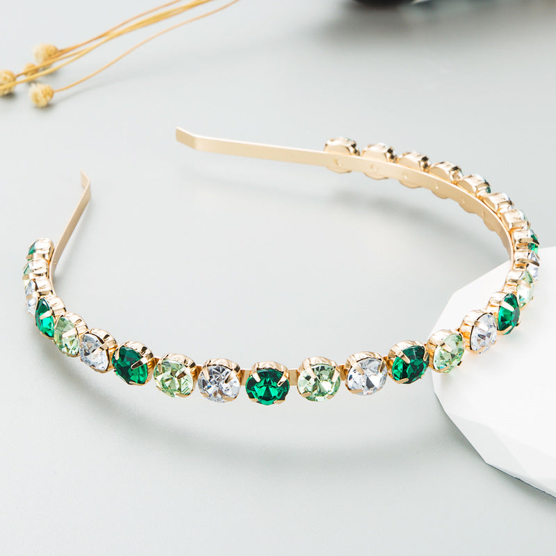 Baroque Gold Metal Headband With Colorful Rhinestones