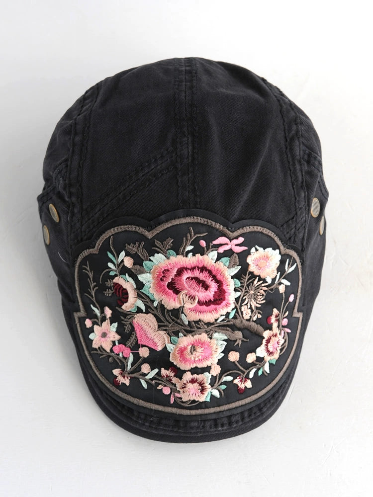 New Embroidered National Style Hat Women'S Spring Summer And Autumn Breathable Cap Fashion Versatile Beret Women'S Forward Hat Women'S Hat