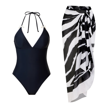 String One Piece Swimwear with Cover