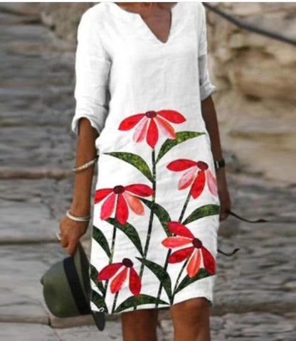 Vintage Style Loose A-Line Print Dress