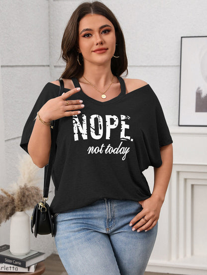 Casual V-Neck Off-Shoulder Top For Plus Size Women