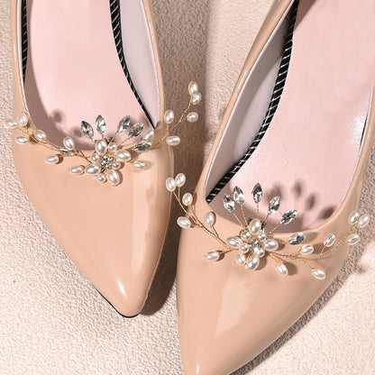 Handmade Pearl Shoe Flowers Wedding Accessories