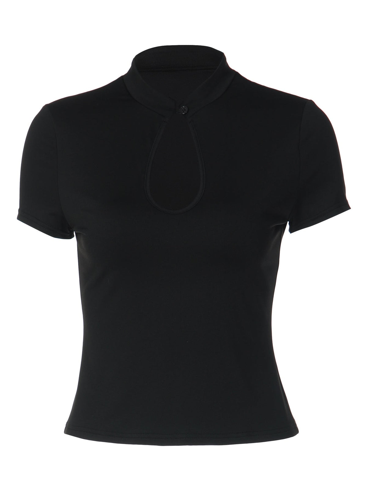 Fashionable Sexy Hollow Button Top Casual Short Sleeve Blouse