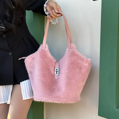 Vintage Fuzzy Large Capacity Commuter Tote Bag