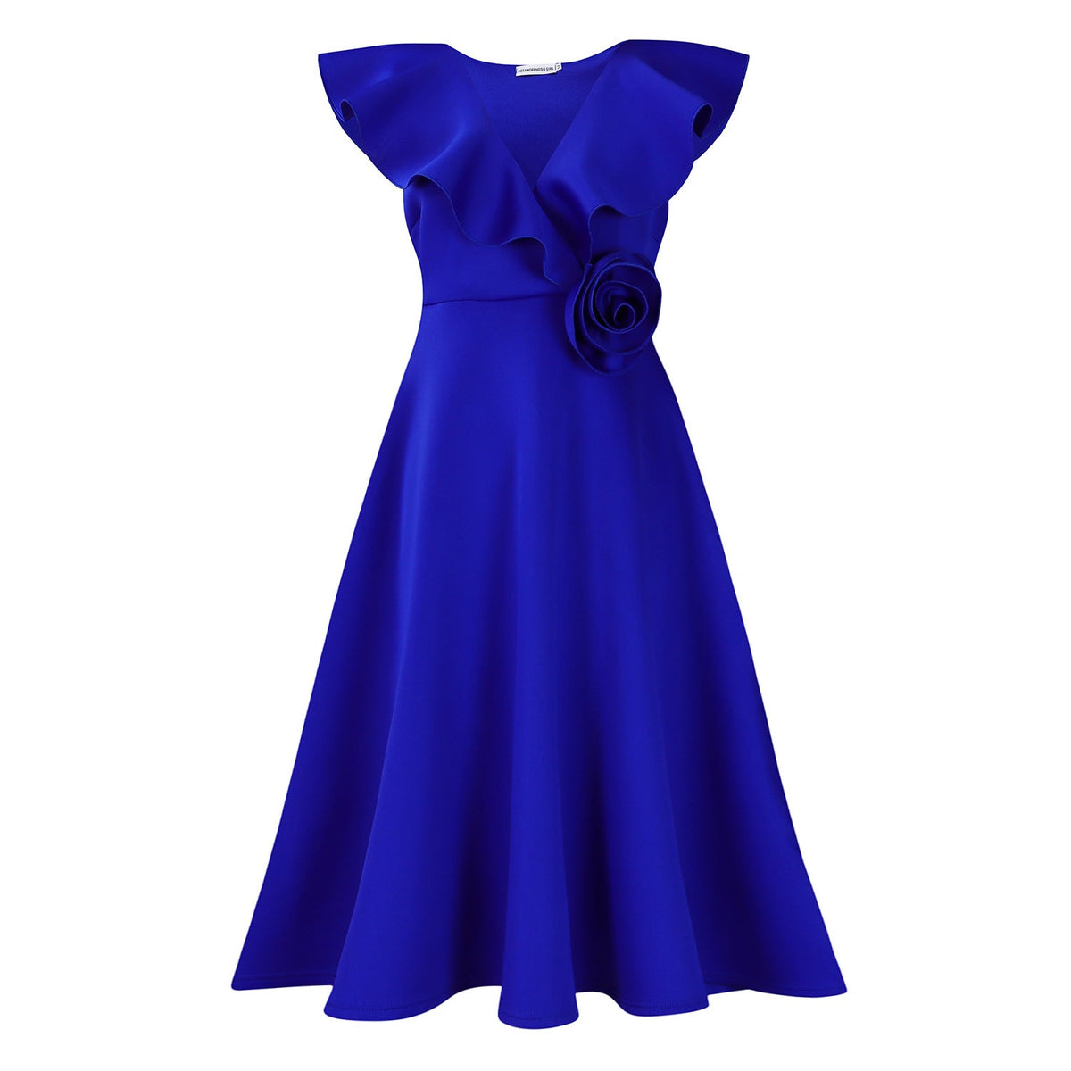 V-Neck Ruffle Floral Dress Elegant Evening Gown