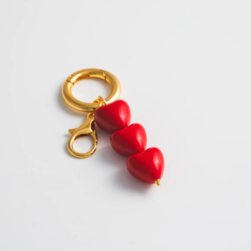 Elegant Heart Pearl Keychain Bag Charm