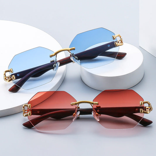 Trendy Square Frame Sunglasses With Leopard Print Edge