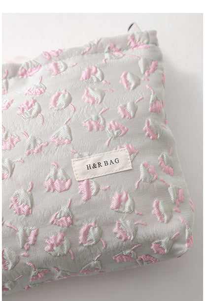 Simple Floral Jacquard Sweet Cosmetic Bag