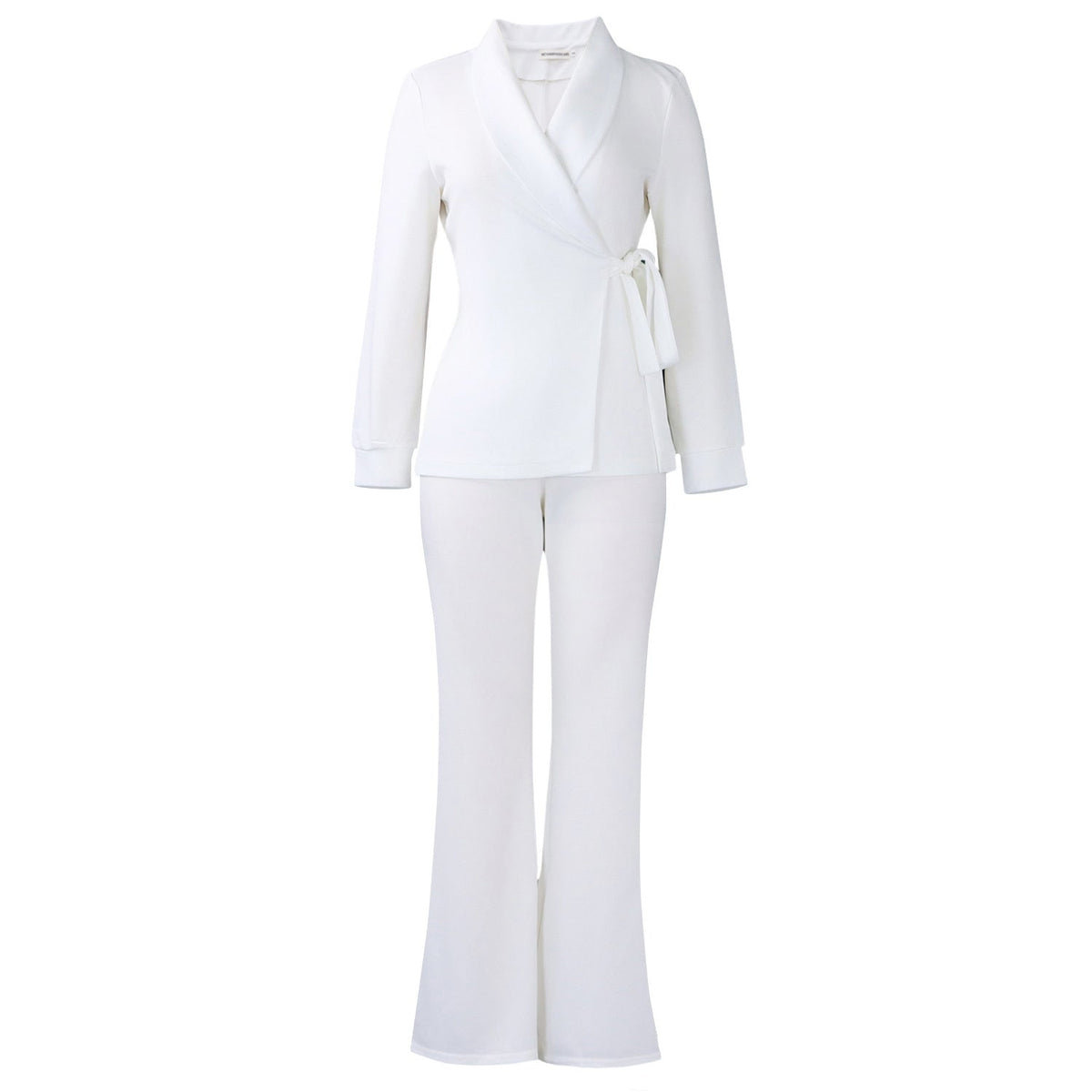 Trendy Women'S Suit Set With Tie-Front Blazer And Trousers