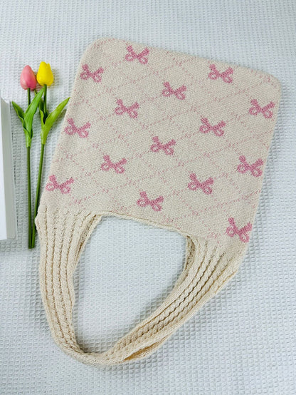Bows Print LargeÂ Capacity Knit Shoulder Bag