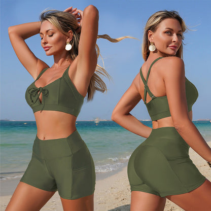Women'S Stylish Two-Piece Swimsuit With Pockets