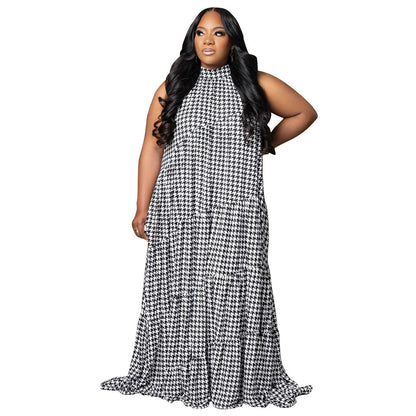 Plus Size Color Block Maxi Dress Comfortable Casual A-Line