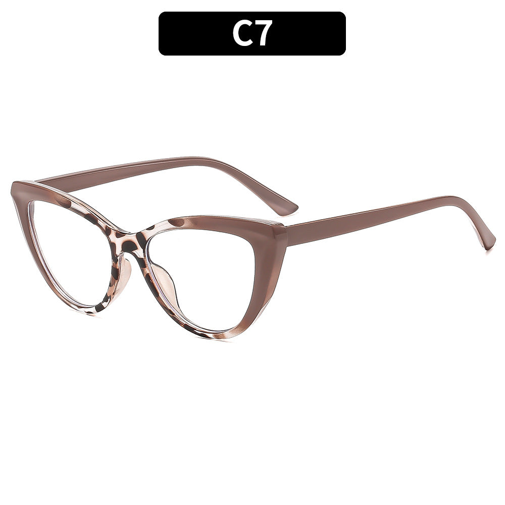 Trendy Color Block Cat Eye Blue Light Blocking Glasses for Women