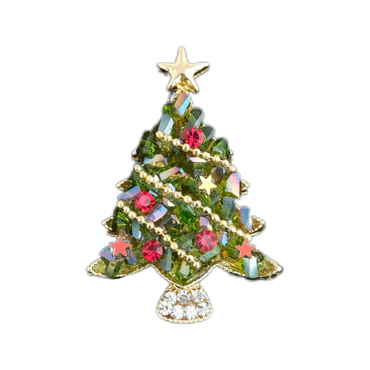 Elegant Crystal Pearl Christmas Tree Brooch