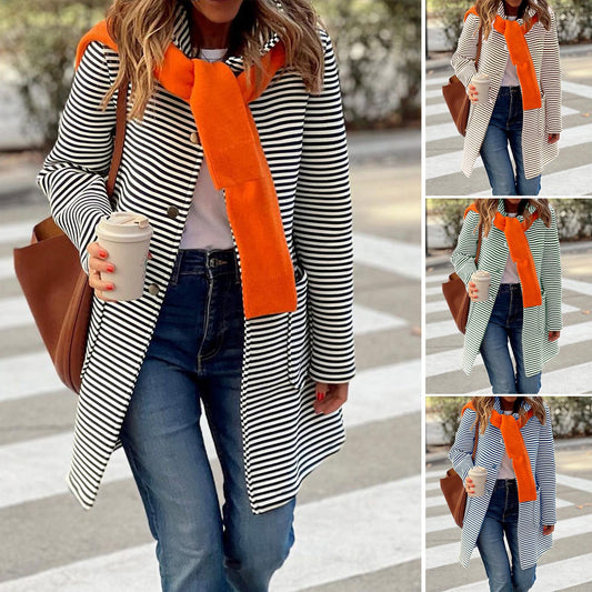 Striped Hooded Cardigan Sweater for Women