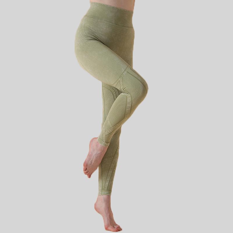 Seamless Washing Pattern Sports Tights Women'S High Waist Hip Bodybuilding Yoga Pants Fitness