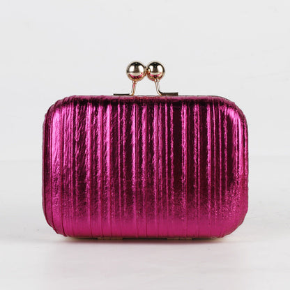 Metallic Pleated Evening Clutch Bag Stylish Formal Purse