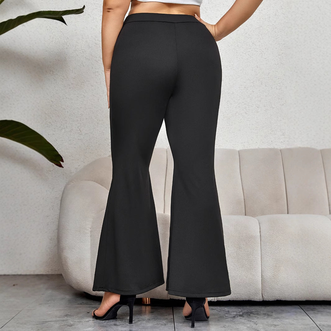 Bell Bottom Pants Plus Size Casual Polyester Trousers
