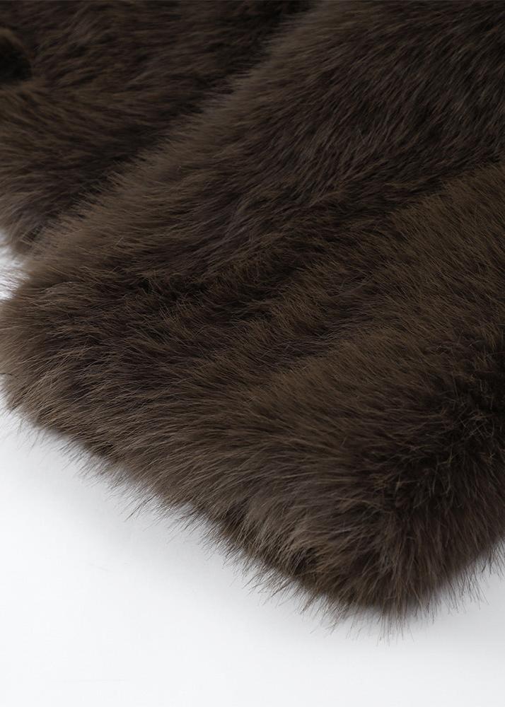 Faux Fur Coat Brown Oversized Plush Style