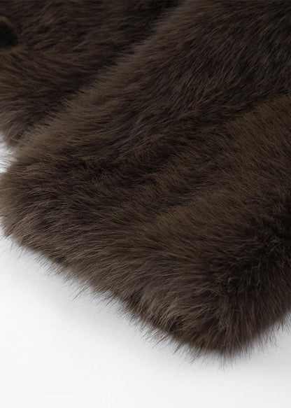 Faux Fur Coat Brown Oversized Plush Style
