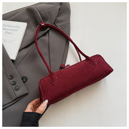 French Vintage Suede Tote Bag Stylish Casual Shoulder Bag