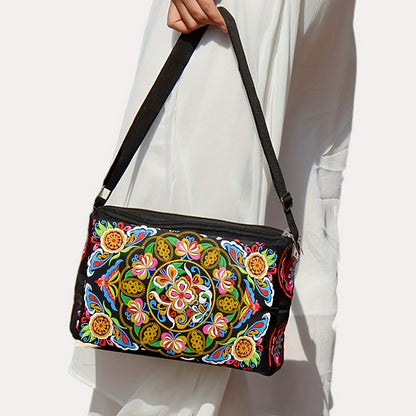 Antique Double-Sided Embroidery Crossbody Bag Small Bag Crossbody Bag Women'S Canvas Shoulder Bag