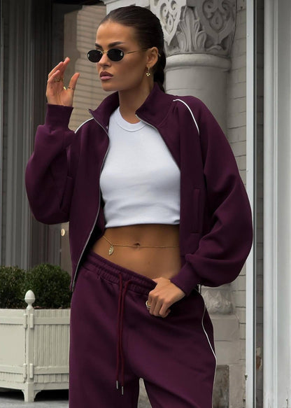 Tracksuit Set Soft Fabric Sporty Luxe Style