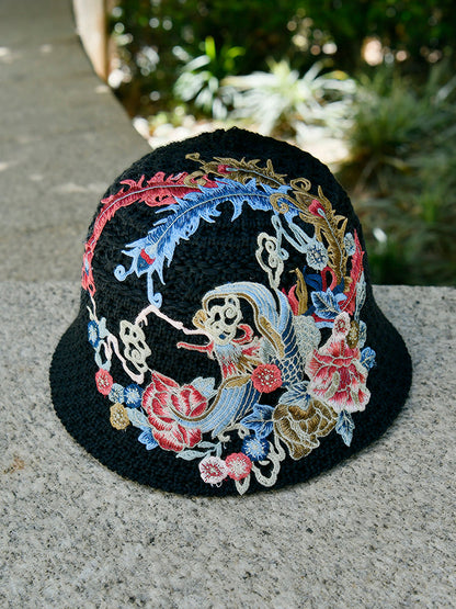 Spring Summer Fisherman Hat Embroidered Big Head Cover Face Uv Protection Hat Big Brim Sun Hat, Outdoor Hat